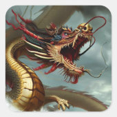 Sticker Carré Beau Dragon Rouge de Fierce (Devant)
