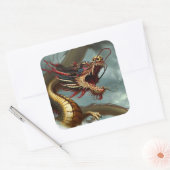 Sticker Carré Beau Dragon Rouge de Fierce (Enveloppe)