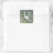 Sticker Carré Beau Egret Shorebird Wading Art Merci (Sac)