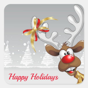 Sticker Carré Beau, Étonnant, Renne de Noël