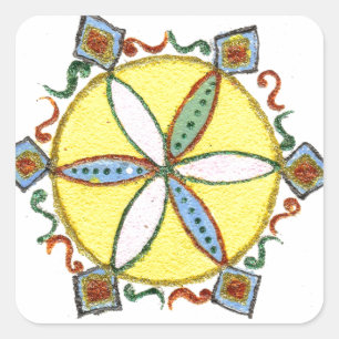 Sticker Carré Beau Inspirationnel Star Floral Vector Motif