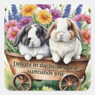 Sticker Carré Beau Lapin Lapin Lop Joli lapin