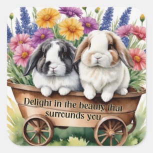 Sticker Carré Beau Lapin Lapin Lop Joli lapin