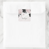 Sticker Carré Beau marbre noir & rose fleurs (Sac)