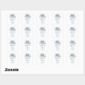 Sticker Carré Beau Mariage Floral bleu cendres (Feuille)