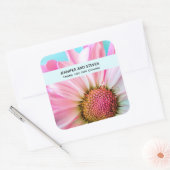 Sticker Carré Beau Mariage photo Pink Flower Up (Enveloppe)