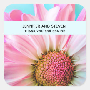 Sticker Carré Beau Mariage photo Pink Flower Up