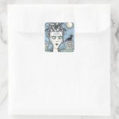 STICKER CARRÉ BEAU MONSTRE DÉPLAISANT FRANKENELLA, GRAVES, CAT (Sac)