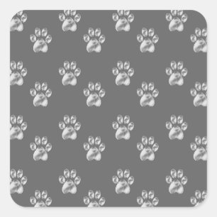 Sticker Carré Beau motif de patte tendance sur gris foncé