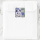 STICKER CARRÉ BEAU OISEAU BLEU (Sac)