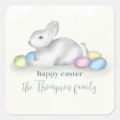 Sticker Carré Beau Pastel Joyeux Bunny de Pâques Simple Classiqu (Devant)