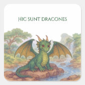 Sticker Carré Beau petit dragon vert (Devant)