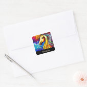 Sticker Carré Beau Rainbow Horse Portrait (Enveloppe)