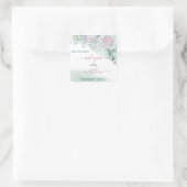 Sticker Carré Beau Rose Aquarelle Delicate Mariage (Sac)