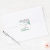 Sticker Carré Beau Rose Aquarelle Delicate Mariage (Enveloppe)