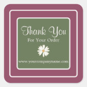 Sticker Carré Beau rose Magenta Olive Green Daisy Merci (Devant)