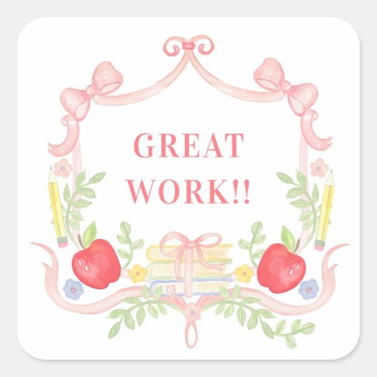 Sticker Carré Beau travail  | Crest de classe (Devant)