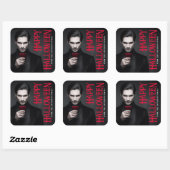 Sticker Carré Beau vampire boire du sang Happy Halloween (Feuille)