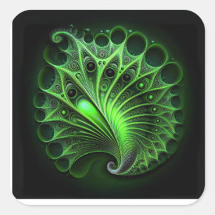 Sticker Carré Beau vert Mandelbrot