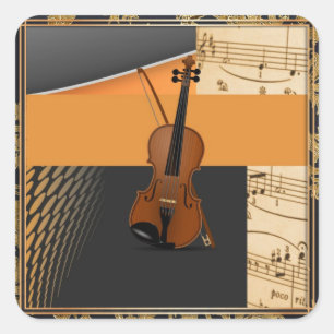 Sticker Carré Beau violon abstrait musical