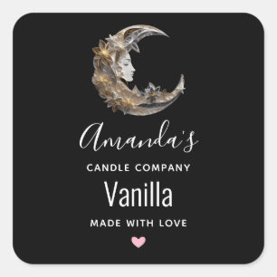 Sticker Carré Beau visage dans la lune bougie affaires