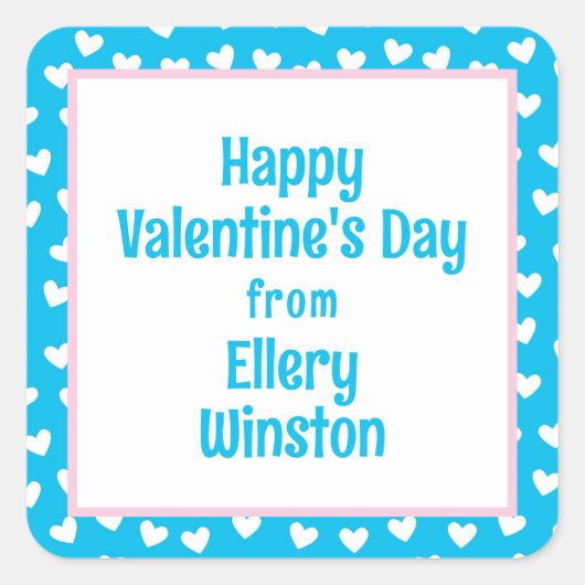 Sticker Carré Beaucoup de coeur classe Saint Valentin (Devant)