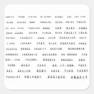 Sticker Carré Beaucoup de mots sur les cubes
