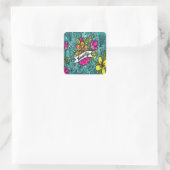 Sticker Carré Beauté de Coussin à Jeter avec des Fleurs (Sac)