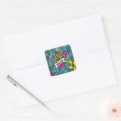 Sticker Carré Beauté de Coussin à Jeter avec des Fleurs (Enveloppe)