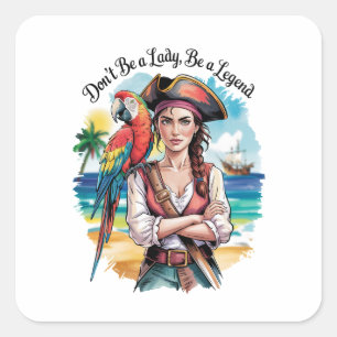 Sticker Carré Beauté du boucaner pirate féminin sur le pont
