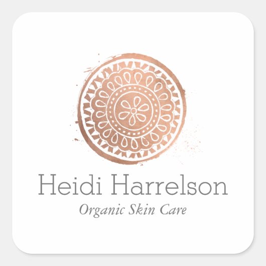 Sticker Carré Beauté élégante Mandala Logo Roes Gold (Devant)