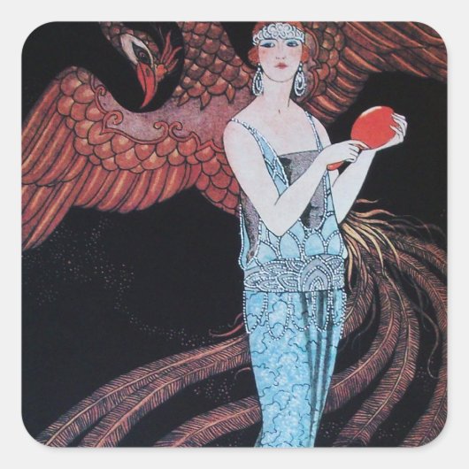 STICKER CARRÉ BEAUTÉ ET PHOENIX, DESIGNER MODE COMPOSÉ ARTISTE (Devant)