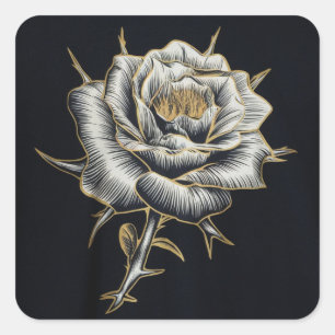 Sticker Carré Beauté Ethérée : Un Rose des ténèbres