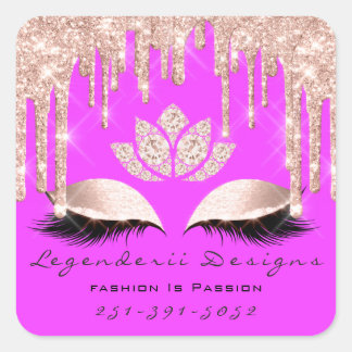 Sticker Carré Beauté rose chaud Lashes Lotus Merci Business