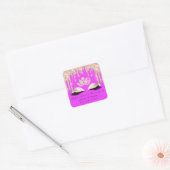 Sticker Carré Beauté rose chaud Lashes Lotus Merci Business (Enveloppe)