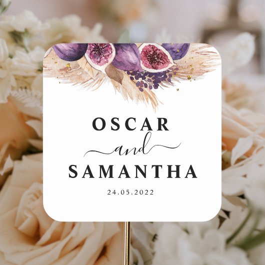 Sticker Carré Beauté Tendance Figues Violettes & Pampas