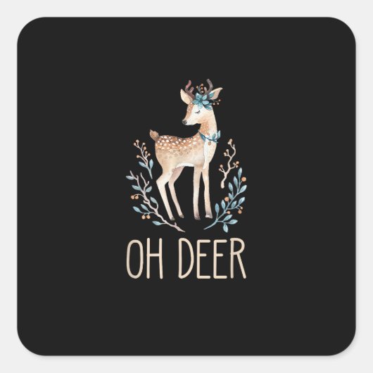 Sticker Carré Beautiful Funny Deer Oh Deer Modern Design (Devant)