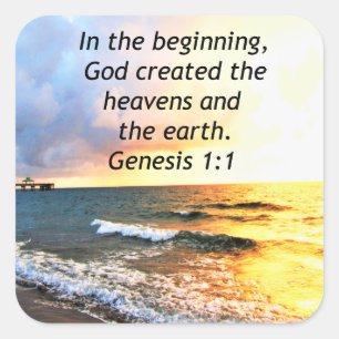 STICKER CARRÉ BEAUTIFUL GENESIS 1:1 BIBLE QUOTE DESIGN