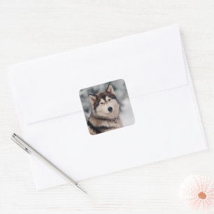 Sticker Carré Beautiful Husky in the Outdoors