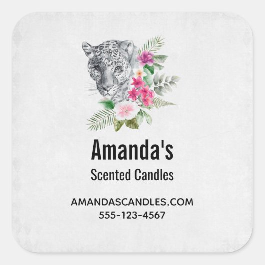 Sticker Carré Beautiful Leopard Head Portrait Business (Devant)