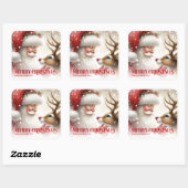 Sticker Carré Beautiful Personalized Santa and Rudolph Holiday (Feuille)