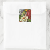 Sticker Carré Beautiful Romantic Summer Bouquet with Red Rose (Sac)