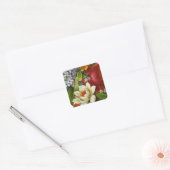 Sticker Carré Beautiful Romantic Summer Bouquet with Red Rose (Enveloppe)