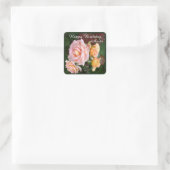 Sticker Carré Beautiful Roses Customizable Birthday (Sac)