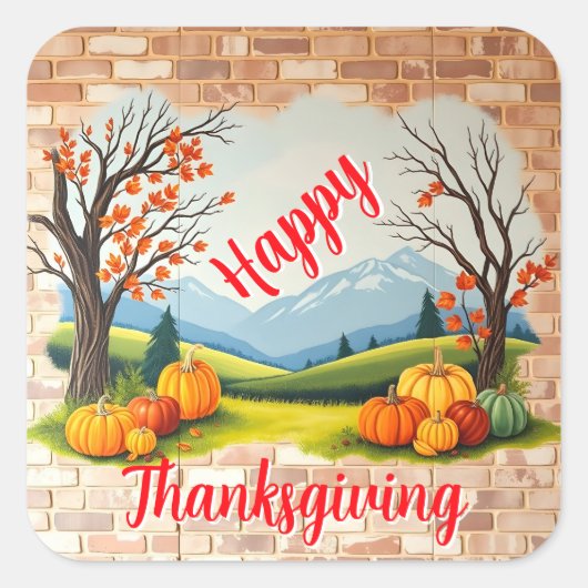 Sticker Carré Beautiful Trendy Happy Thanksgiving Fall (Devant)