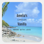 Sticker Carré Beautiful Turquoise Tropical Beach Candle Business (Devant)