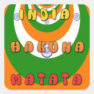 Sticker Carré Beaux drapeaux nationaux de l'Inde Couleurs Hakuna