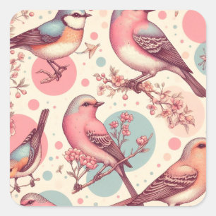 Sticker Carré Beaux mignons Peinture Vintage