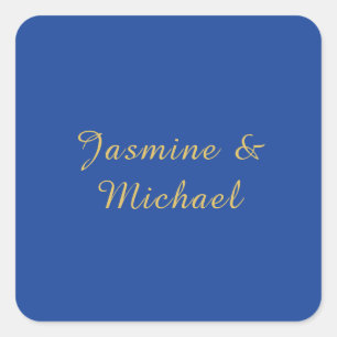 Sticker Carré Beaux Noms De Couple Calligraphiés Bleu Et Or