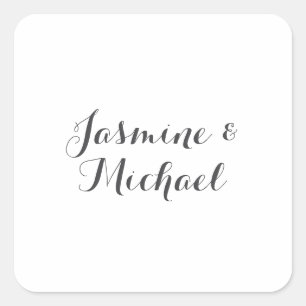 Sticker Carré Beaux Noms de Couple en Calligraphie Chic 